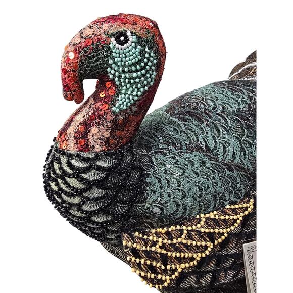 NWT John Derian for Target Beaded Turkey Decorative Pillow - Picture 2 of 13